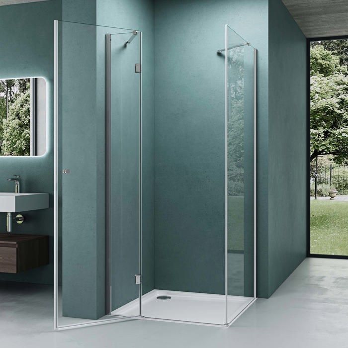 Cabine de douche en angle Mai & Mai Rav05K - Verre trempé de sécurité 6mm - Nano easy clean