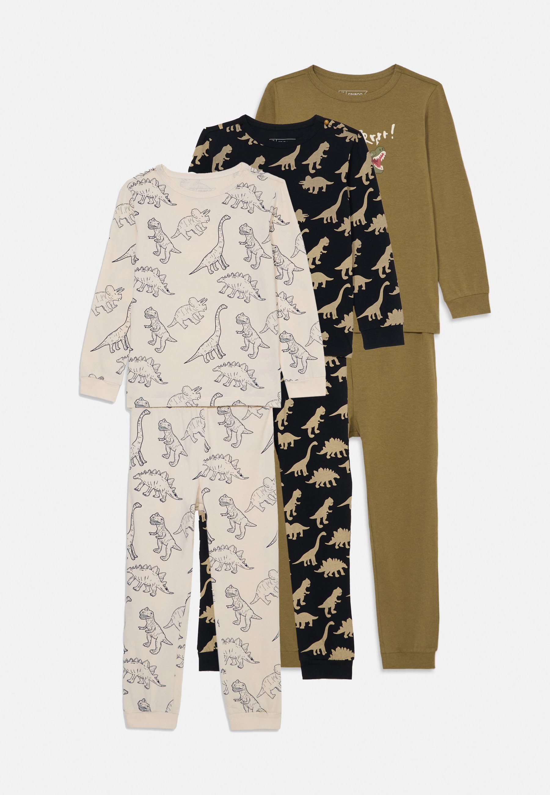 Friboo 3-delige pyjamaset - groen/gebroken wit/donkergroen