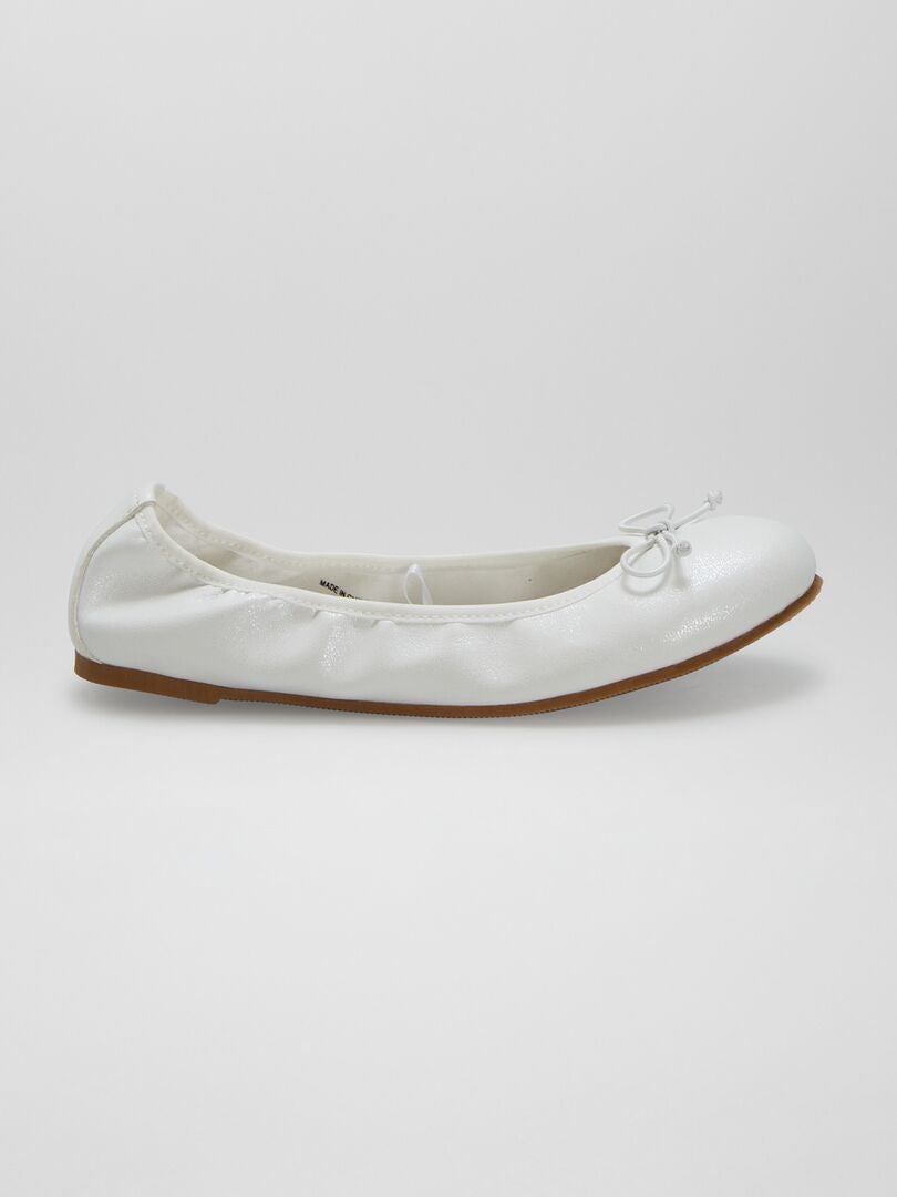 Ballerina's met strik met patroon - WIT