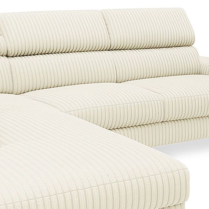 Ecksofa rechts mit verstellbaren Kopfstützen, Quentin-Cord, beige