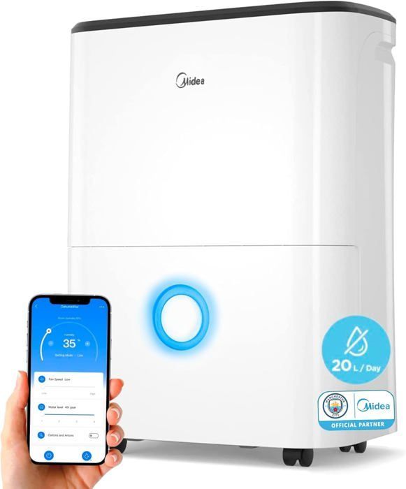 Deumidificatore - MIDEA - Modello MDDF-20DEN7-QA3 - 20 L - Silenzioso 41 dB - Programmabile 24 ore