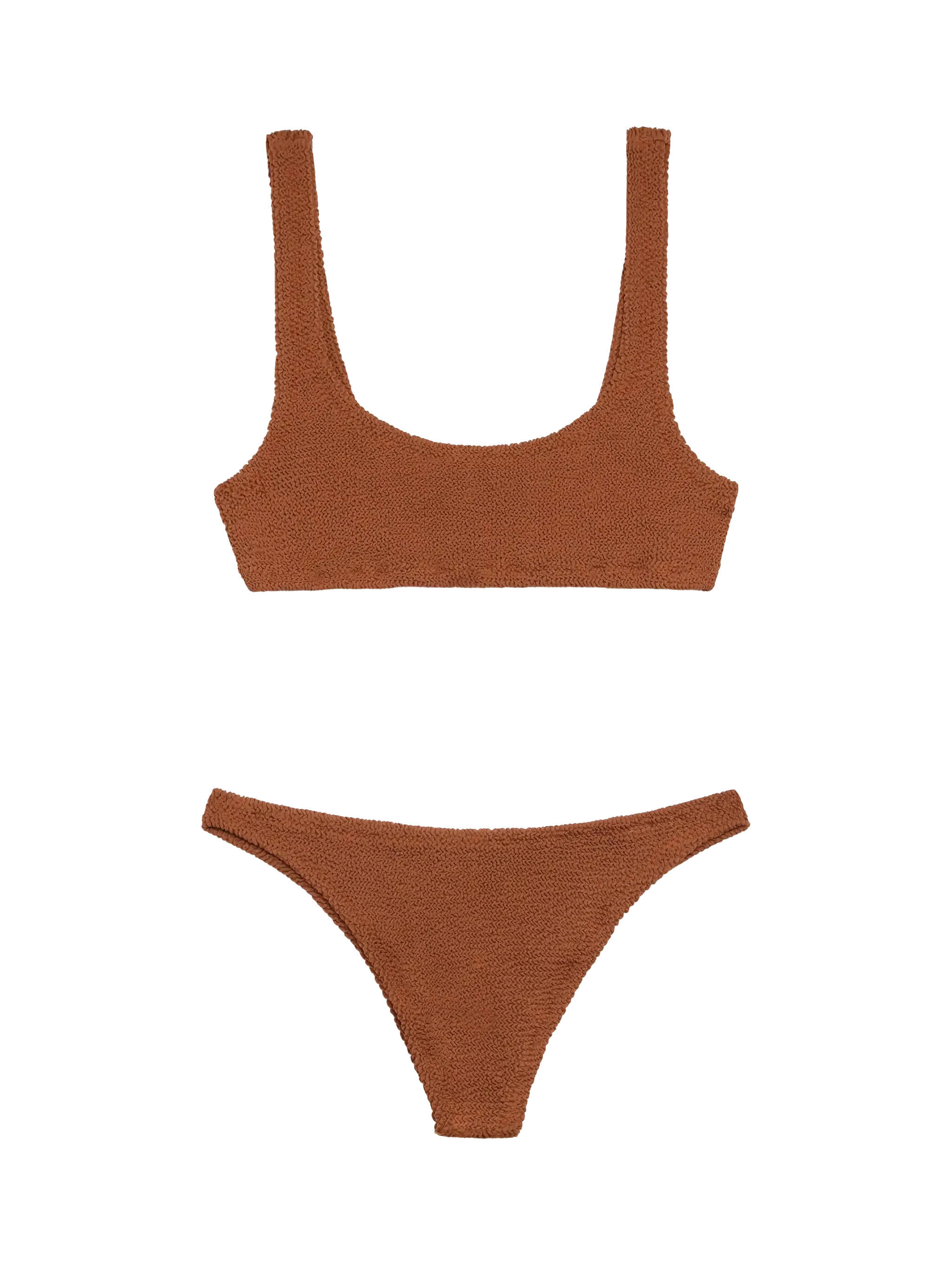 Naima Naomi camelkleurige crinkle bralette bikini