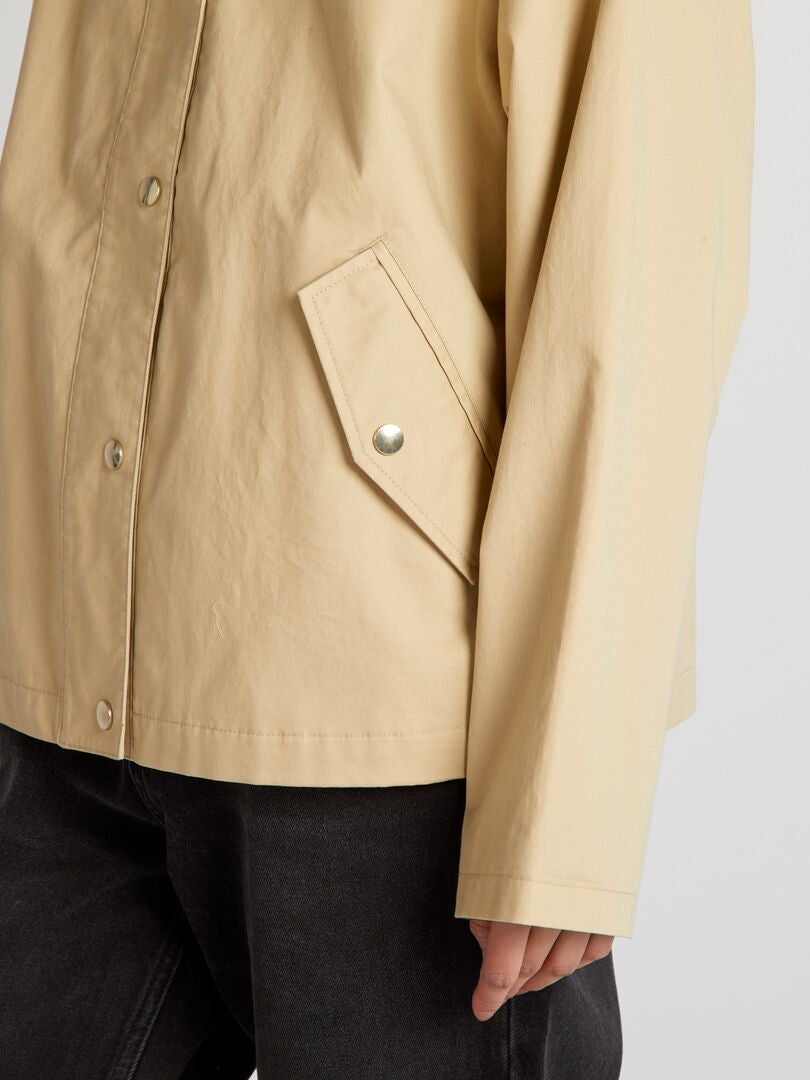 Korte waterdichte parka - BEIGE