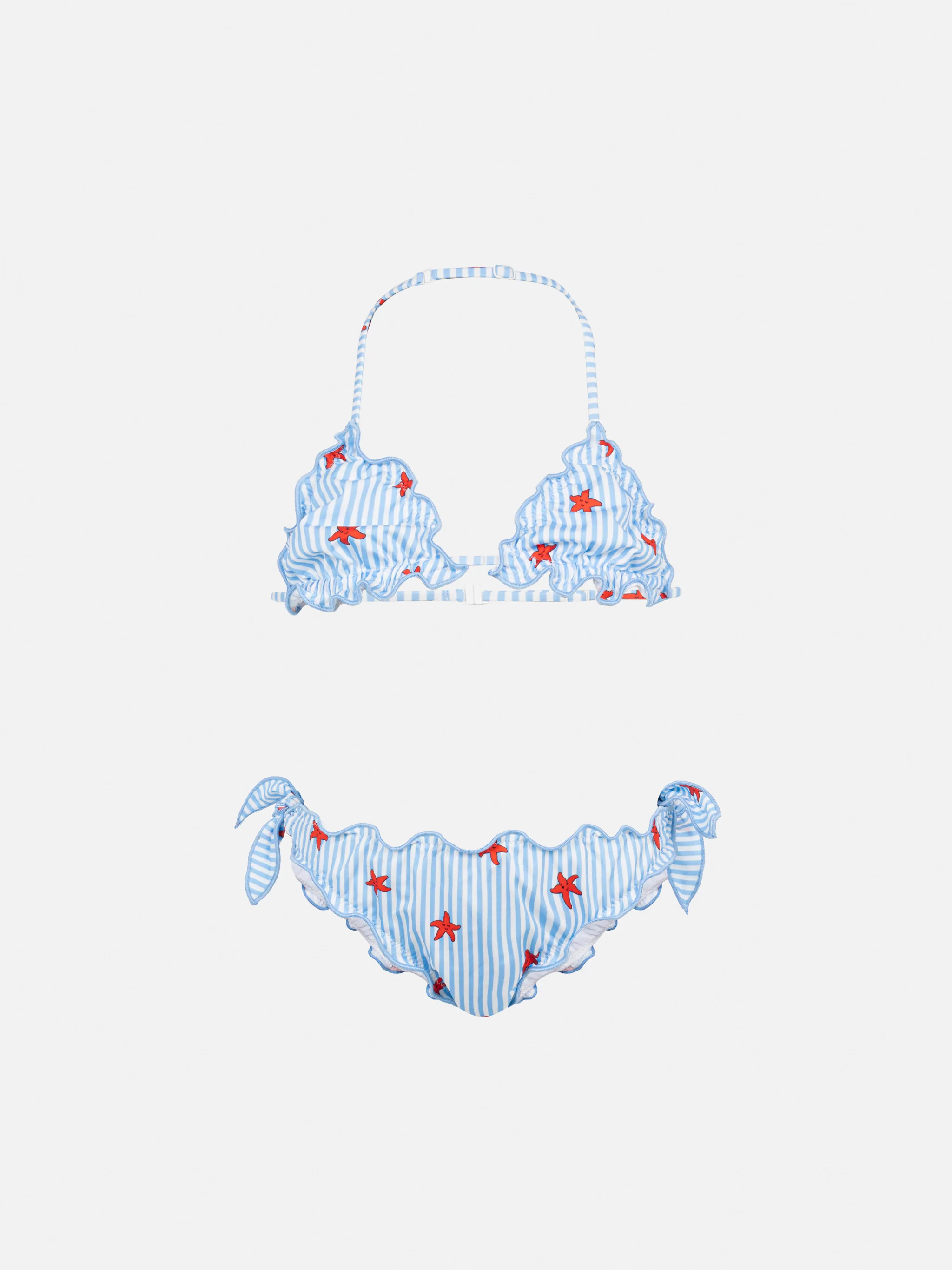 Bikini een klassieke triangolo Cris con stampa stelle marine e righe