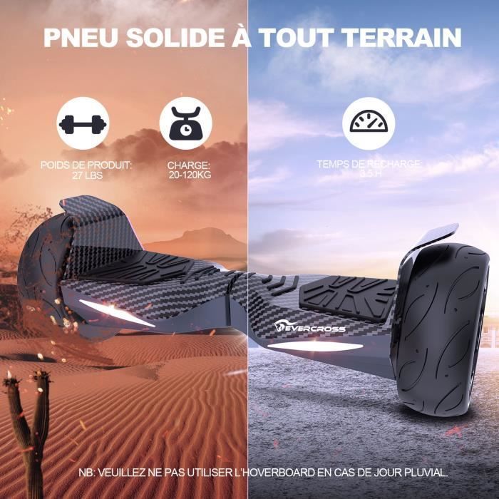 EVERCROSS Hoverboard  Gyropode 8.5 pouces Tout Terrain Noir autoéquilibre self-balancing Lumière LED Bluetooth avec APP pour Enfant
