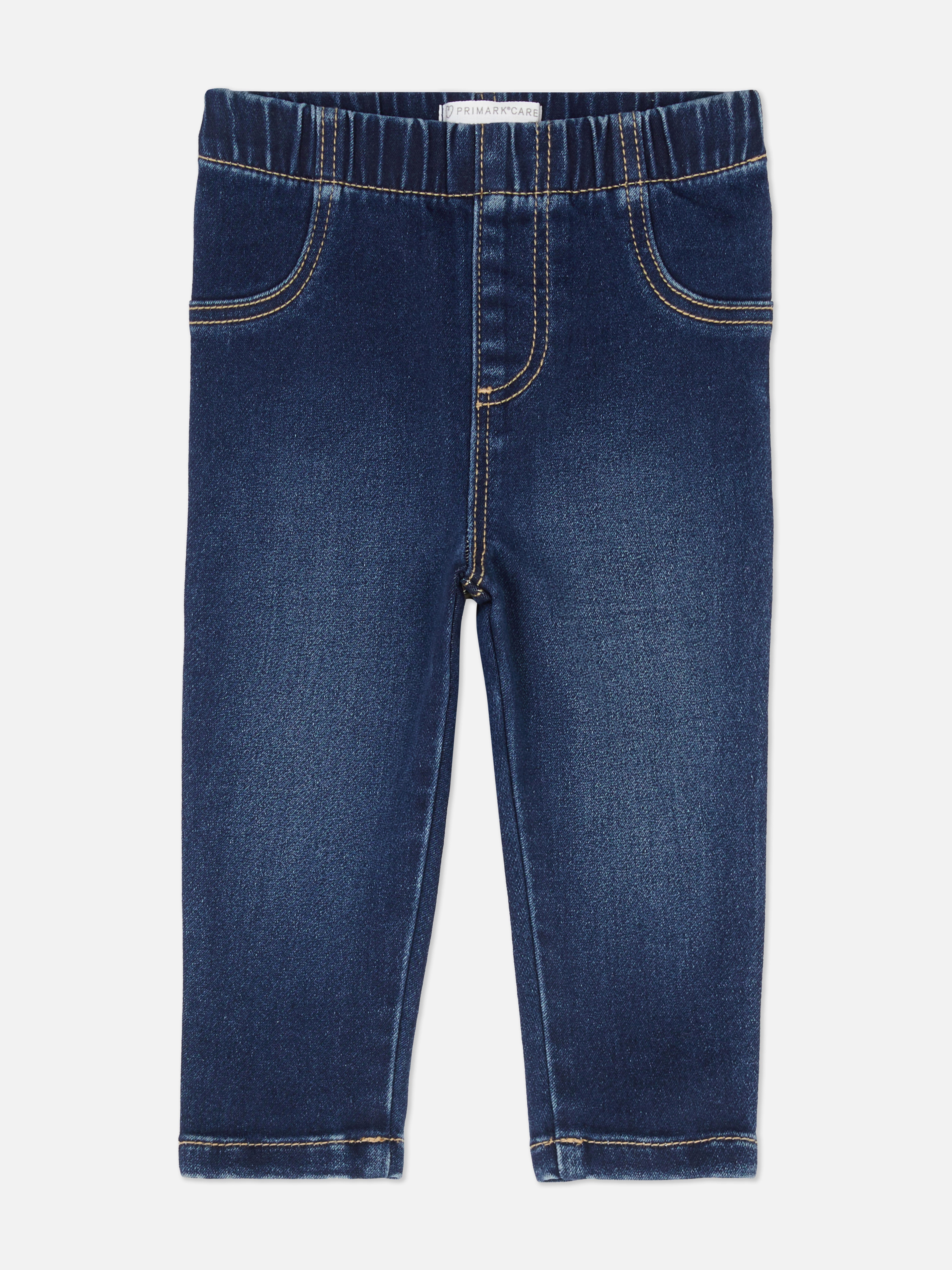 Jeggings din denim, model pull-on. Colanți din denim cu talie elastică, detalii la buzunare și cusături contrastante.