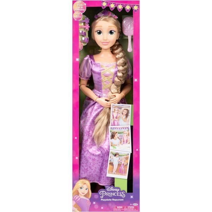Poupée géante - DISNEY PRINCESS - Raiponce - 80 cm - Accessoires de coiffure inclus - Mixte