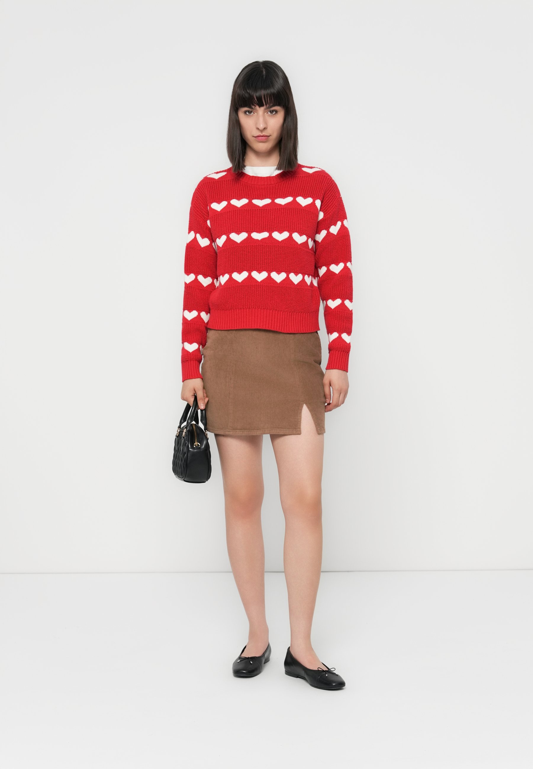ONLY ONLLENI GLOBAL SLIT SKIRT - Minirock - cacao crème