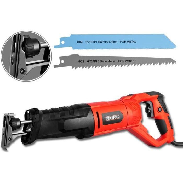 Scie sabre - TEENO - 850W - 2 lames fournies - sabot réglable - LED