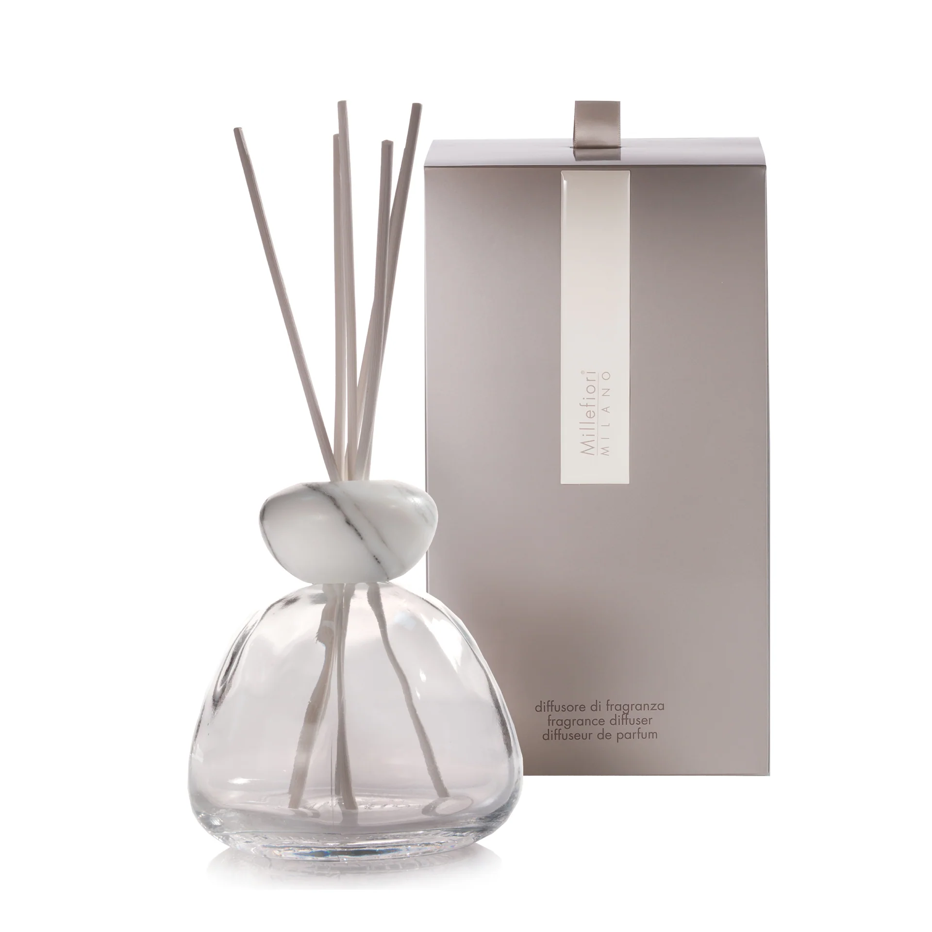 Air Design Diffusore Marble - Trasparente con Tappo Bianco - Diffusore di Profumo