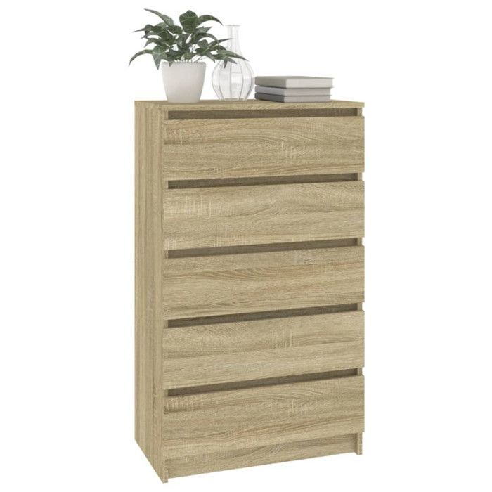 vidaXL Chest of Drawers, Sideboard with 5 Drawers, Storage Cabinet, Living Room/Bedroom Furniture, Modern, Oak 823019