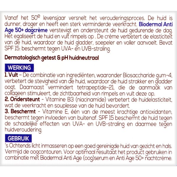 Cremă de zi Biodermal Anti Age 50+ 50ml - Ten matur