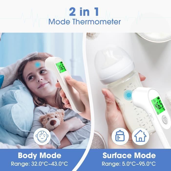 Medische voorhoofdthermometer, digitale voorhoofdthermometer met directe en nauwkeurige aflezing en lcd-scherm voor het hele gezin