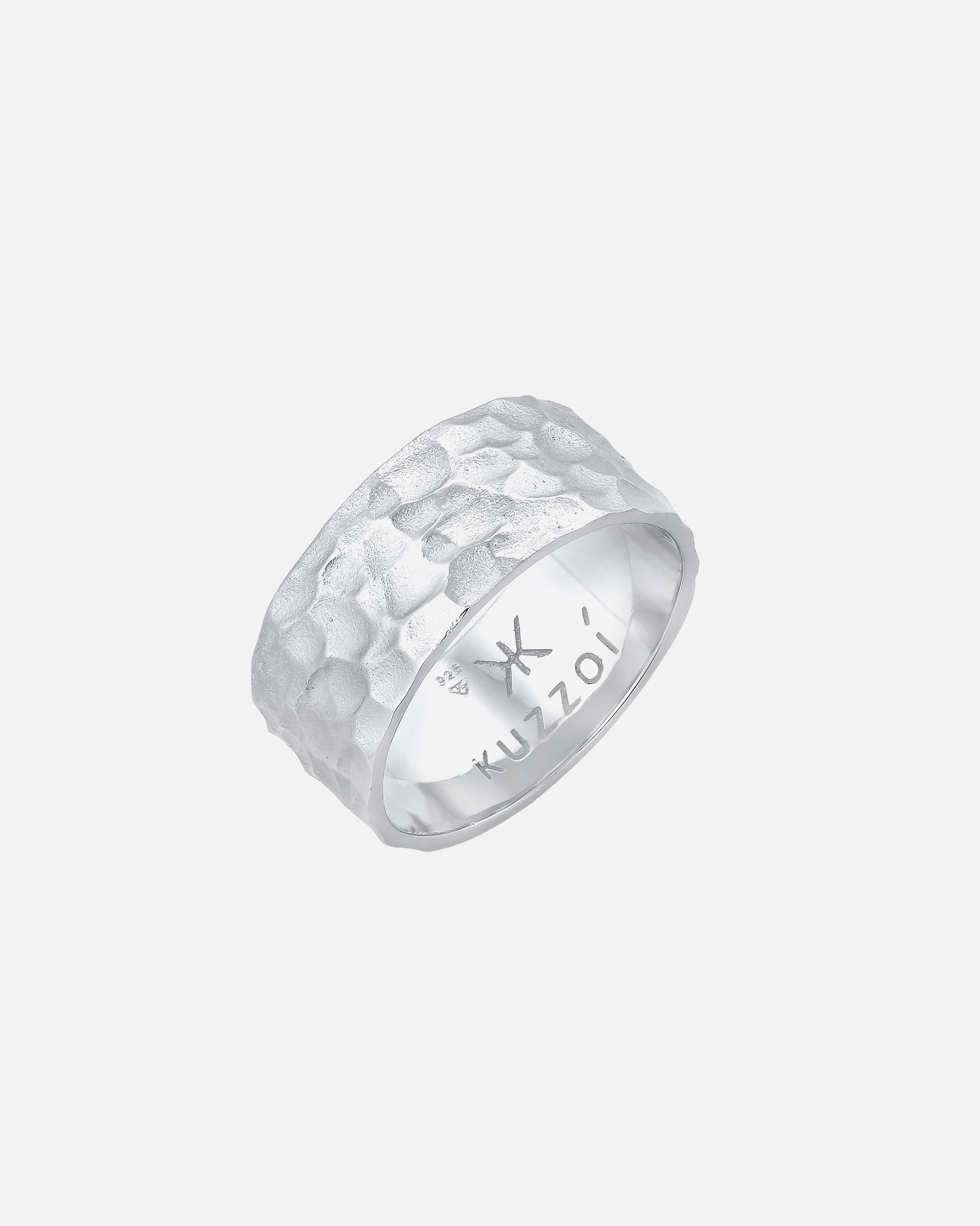 KUZZOI Bague pour homme en argent sterling 925, martelée et massive.