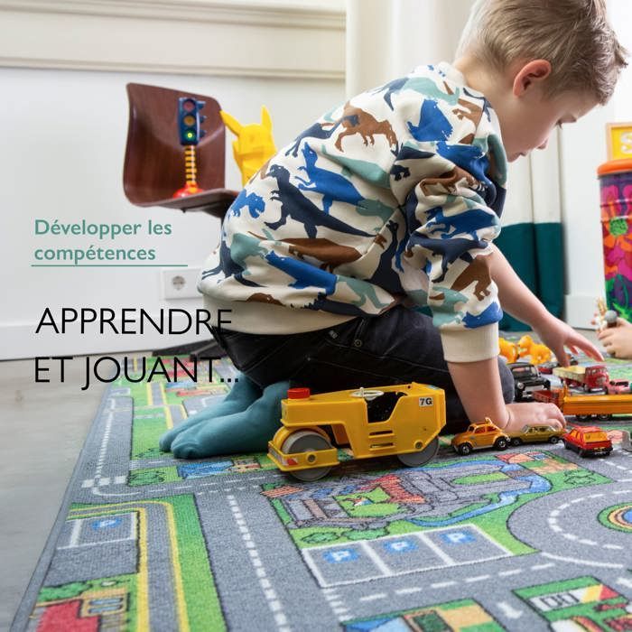 Tappeto gioco per bambini 95x133 cm, Playcity - Pista per auto - Lavabile - Antiscivolo - Carpet Studio