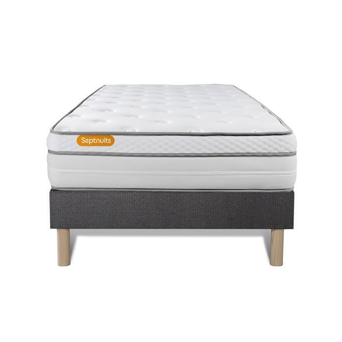 Matelas + sommier  90x200 Memo Luxe Ressorts ensachés + mémoire de forme 5 zones de confort MAXI épaisseur
