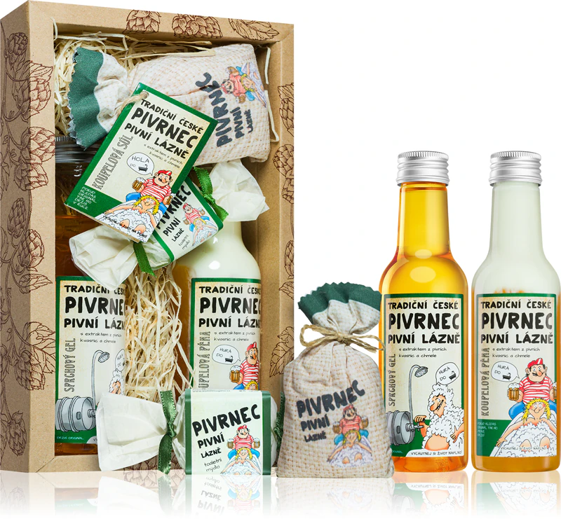 Conjunto de presente para banho com tema de cerveja, da Bohemia Gifts & Cosmetics, para homens.