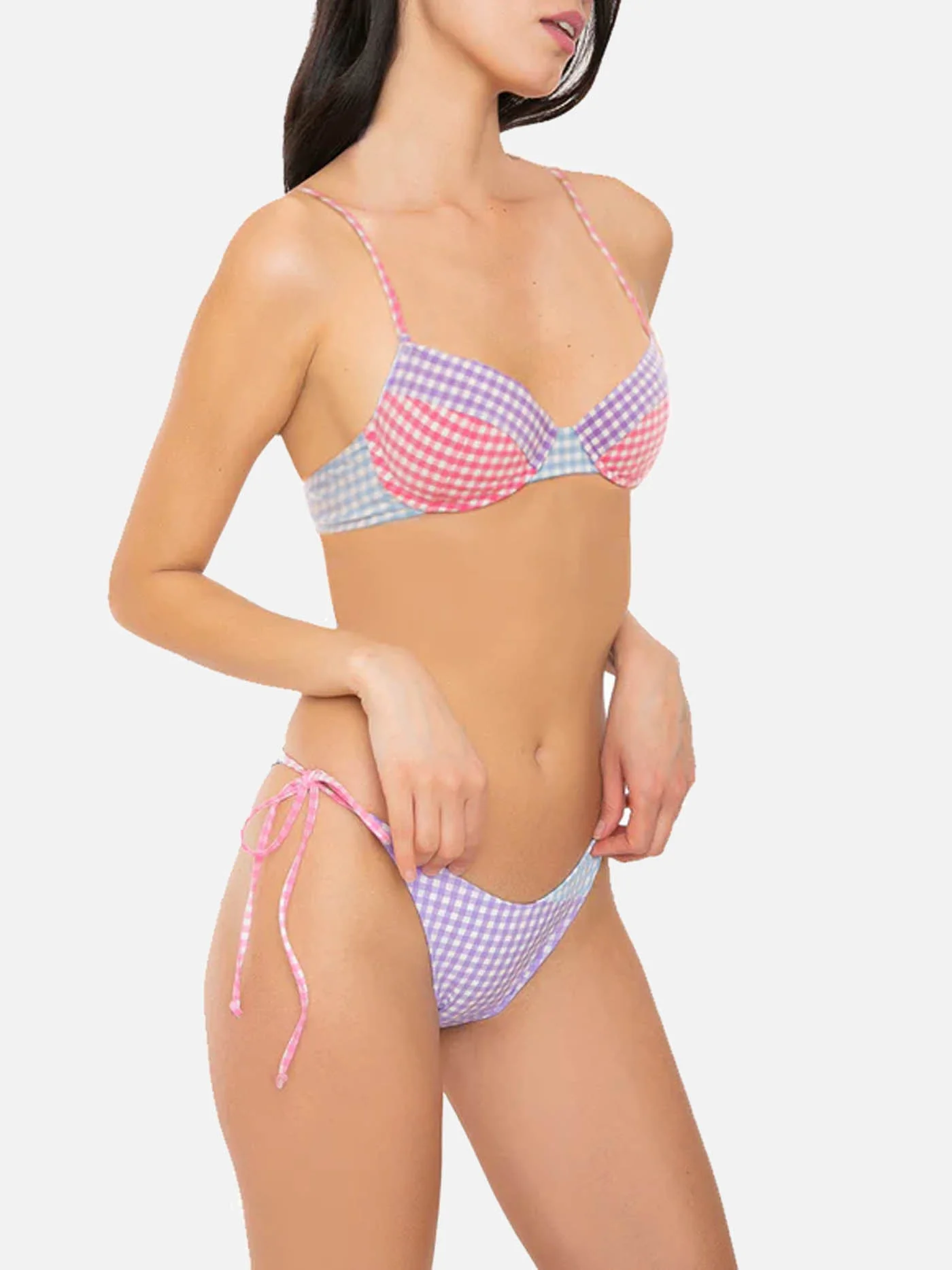 Geruite bralette bikini met beugel