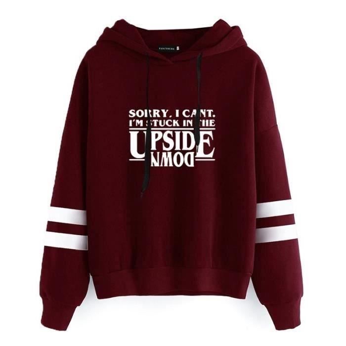 Sweat Femmes - FUNMOON - Stranger Things - Manches Longues - Gris - Casual