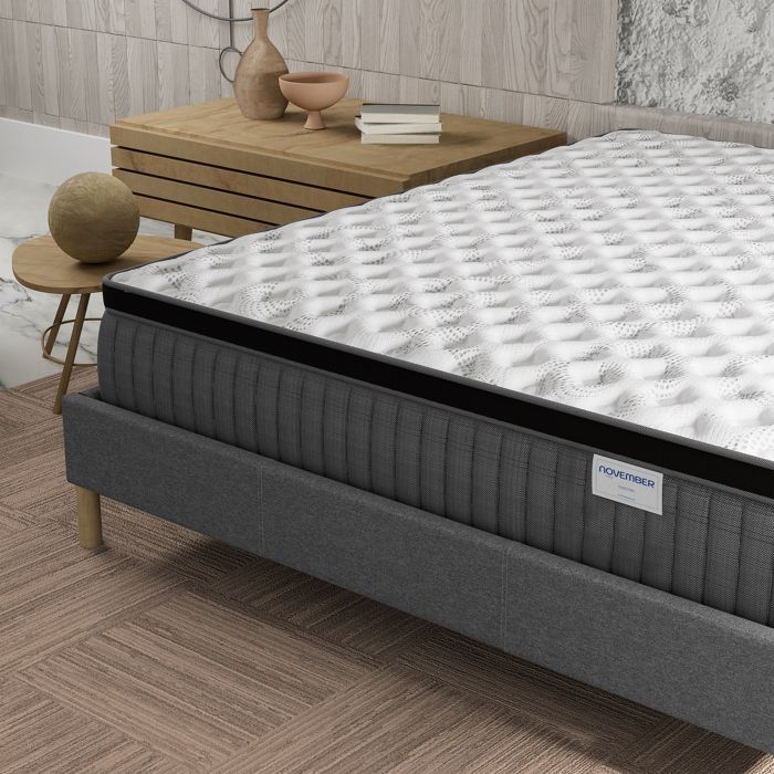 Materasso in memory foam e molle insacchettate 140x190 cm NOVEMBRE Elekctra Hybrid - 7 zone e indipendenza di sonno adattiva - Spessore