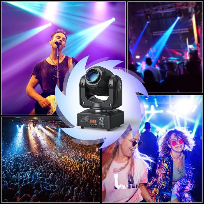 UKing 2PCS 120W DJ Lyre LED Lumière de Scène - Jeux de Lumiere DJ 8 Gobo 8 Couleurs Beam DMX512 pour Disco Party Bar Mariage