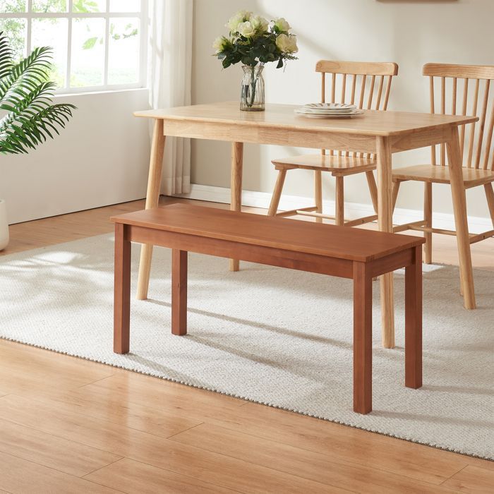 Banco de comedor Trerunulu de 100 x 35 x 45 cm con efecto nogal.