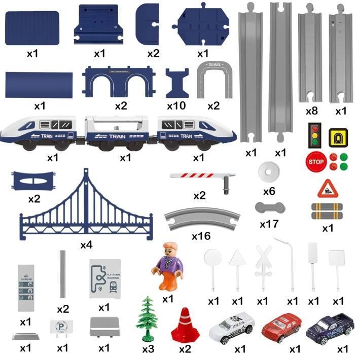 Circuit Voiture Électrique MARSEE 104 PCS flexible avec véhicules de construction Jouets pour enfants