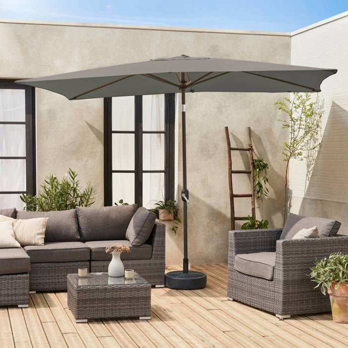 Rechthoekige parasol 2x3m - Touquet grijs - verstelbare aluminium middenpaal en openingsmechanisme