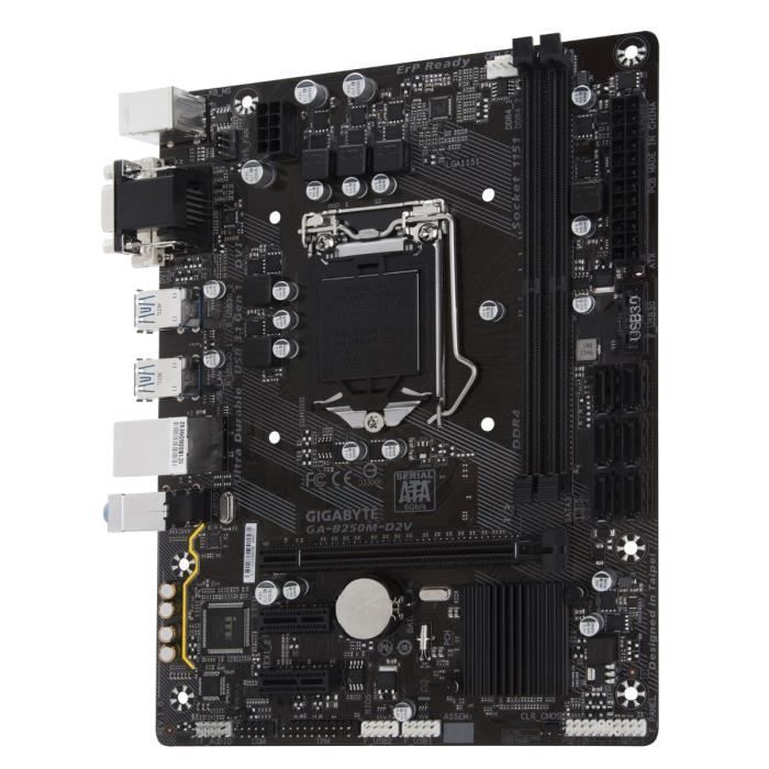 Gigabyte Carte mère GA-B250M-D2V - Socket LGA 1151 - DDR4 - 2400 Hz - 32 Go