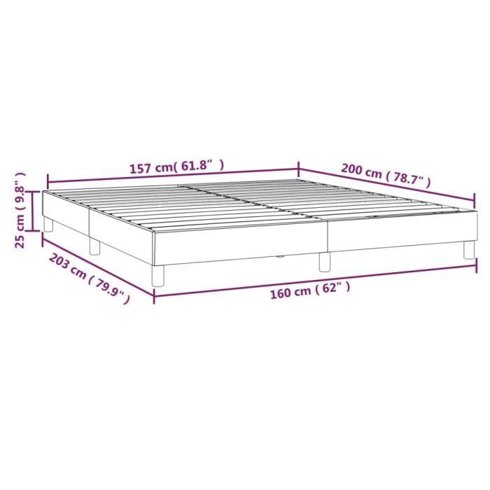 ZERODIS Spring Bed Base - Black 160x200 cm - Upholstered - Legs Included