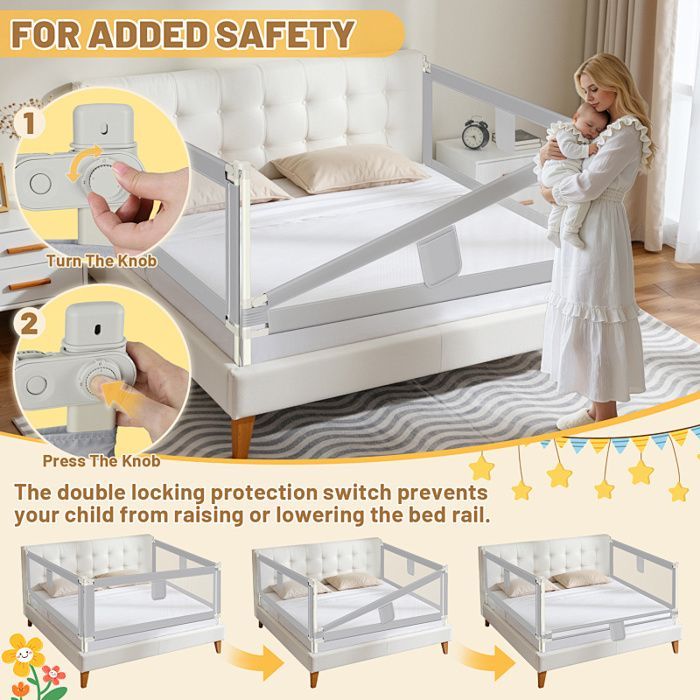 Barrière de lit pour bébé 200CM barrière de protection Portable Pour enfants de 0 à 10 ans Barrière de Sécurité Enfant Lit