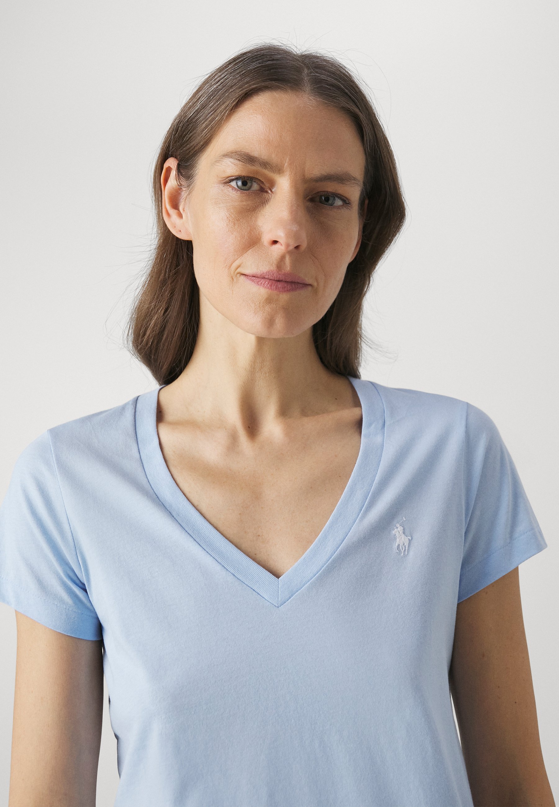 Polo Ralph Lauren katoenen jersey T-shirt met V-hals - Basic T-shirt - kantoorblauw
