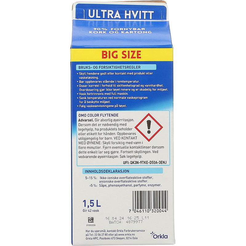 Omo Omo Ultra White 1,5 l kartong