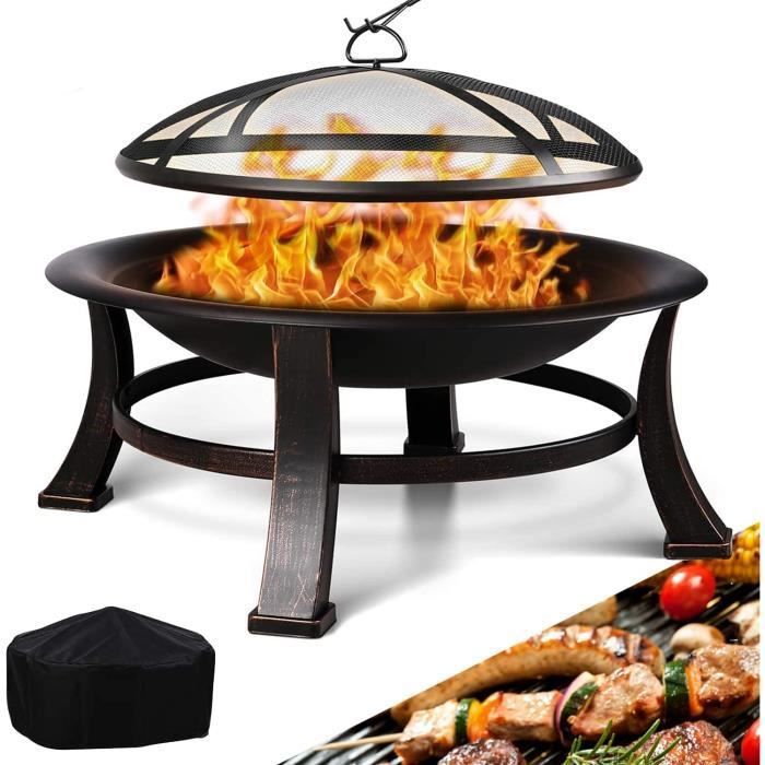 ZYQ Outdoor Fire Pit Ø 76 cm Fire Pit Barbecue with Grill Outdoor Fireplace