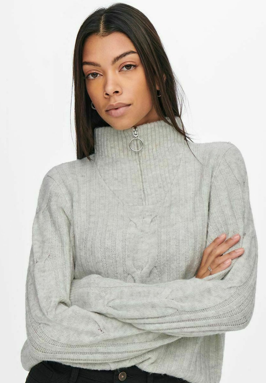 JDY REISSVERSCHLUSS ZOPF - Jumper - super light grey melang