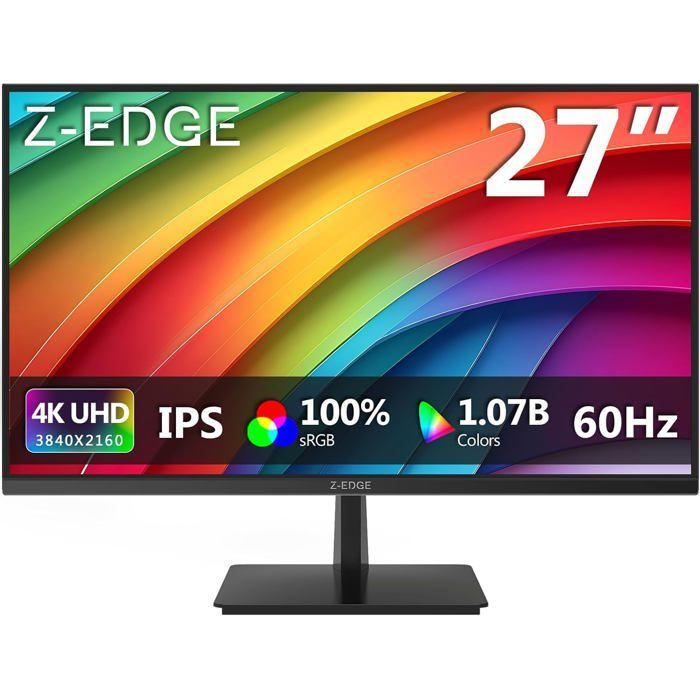 Monitor da gioco per PC Z-EDGE U27P4K da 27 pollici IPS 4K UHD (3840x2160), FreeSync, formato 16:9, 60Hz, 5ms, 2 porte HDMI 2.0 e 2 porte DisplayPort 1.4