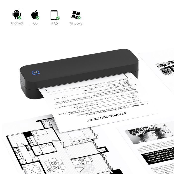 Imprimante thermique - imprimante portable - Bluetooth - sans encre - imprimante de tatouage, noire