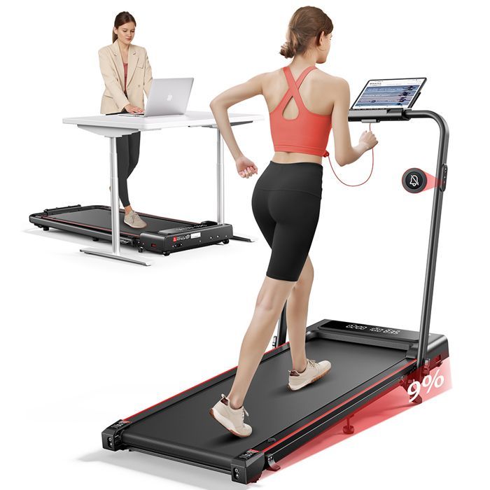Toputure 4-in-1 opvouwbare loopband/walker, verstelbare hellingshoek, 12 km/u, 2,5 pk, stille werking voor kantoor en thuis (stille functie)