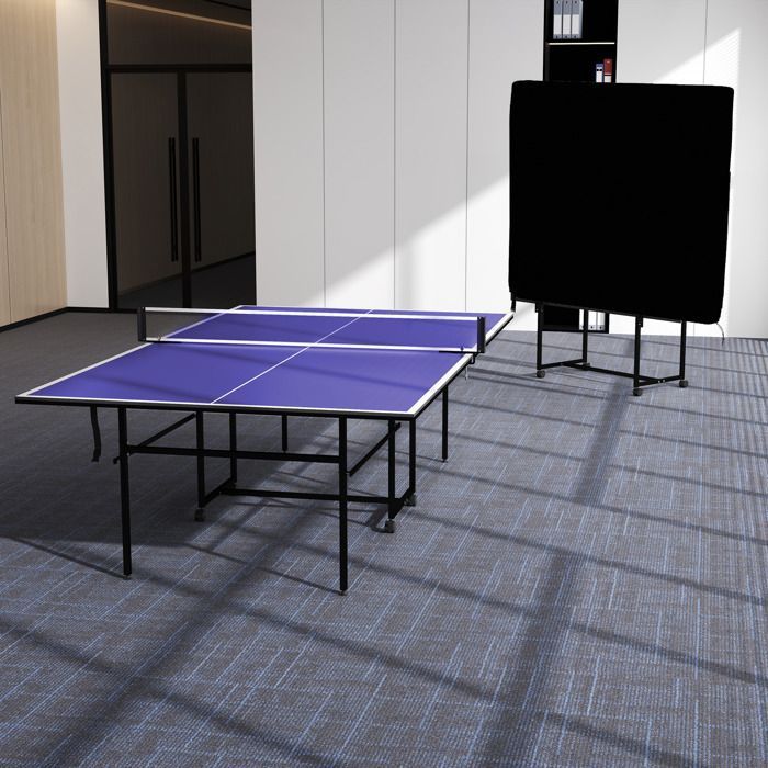 Table de tennis de table ping-pong pliable + housse de protection - SPORTNOW - pour l'intérieur et l'extérieur - bleu et noir