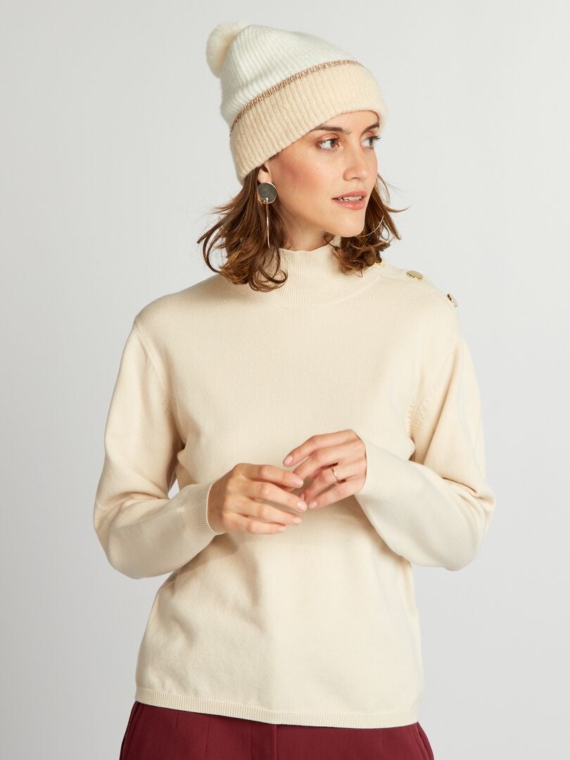 Jersey de punto con botones estampados - BLANCO