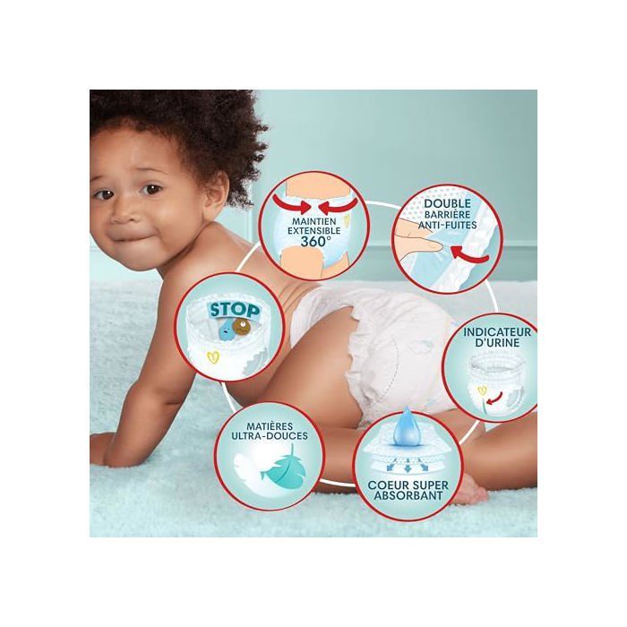 Couches-Culottes - Pampers - Premium Protection - Taille 6 - Maintien 360° - Ultra-Douces