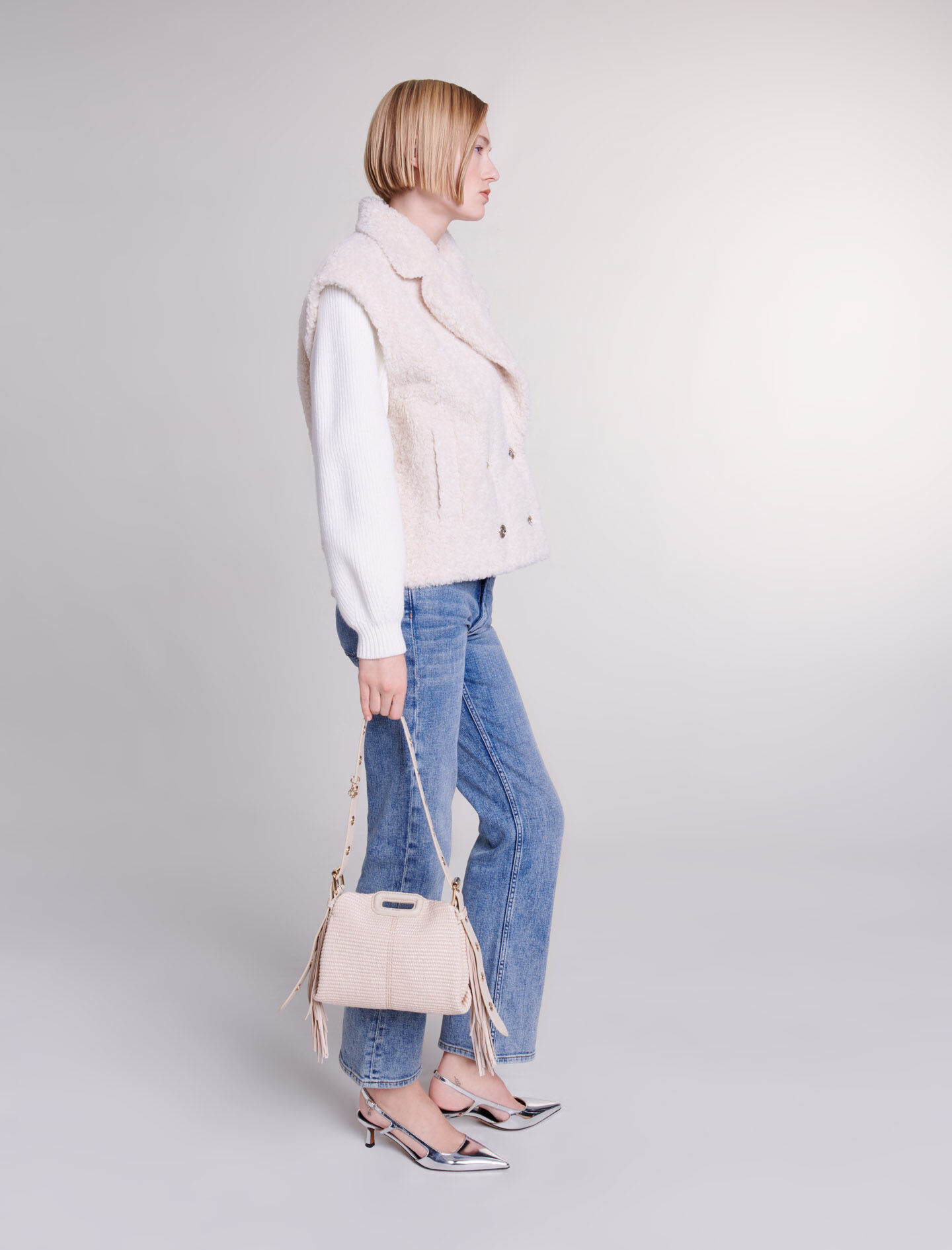 Kaksimateriaalinen takki - Beige