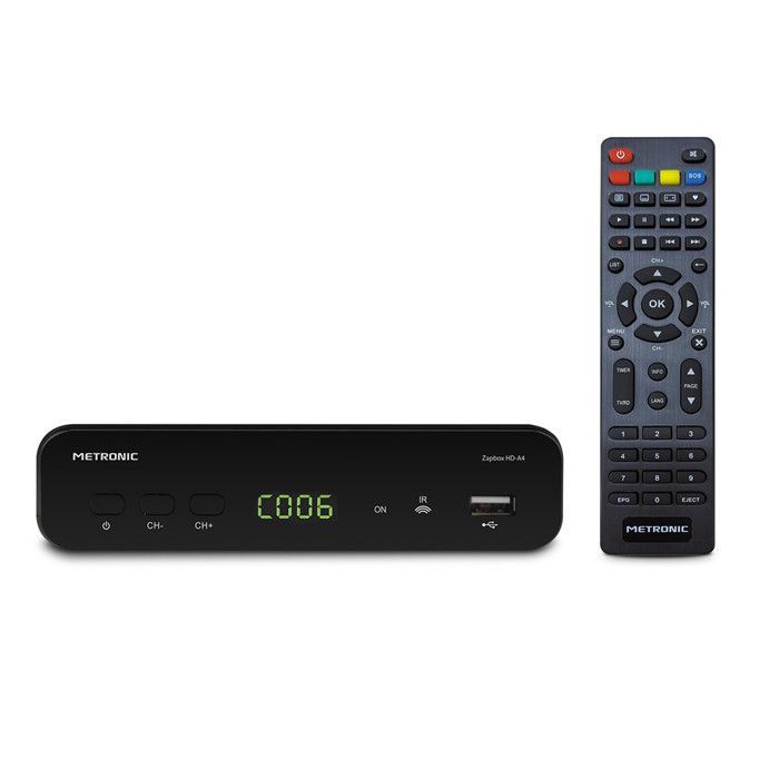 Zapbox HD-A4 digitale terrestrische decoder met display en zwarte USB-poort