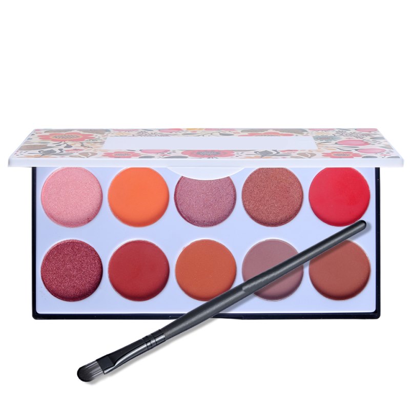 Palette de 10 fards à paupières mats + pinceau, kit maquillage smoky, waterproof, longue tenue, fards à paupières pailletés en poudre