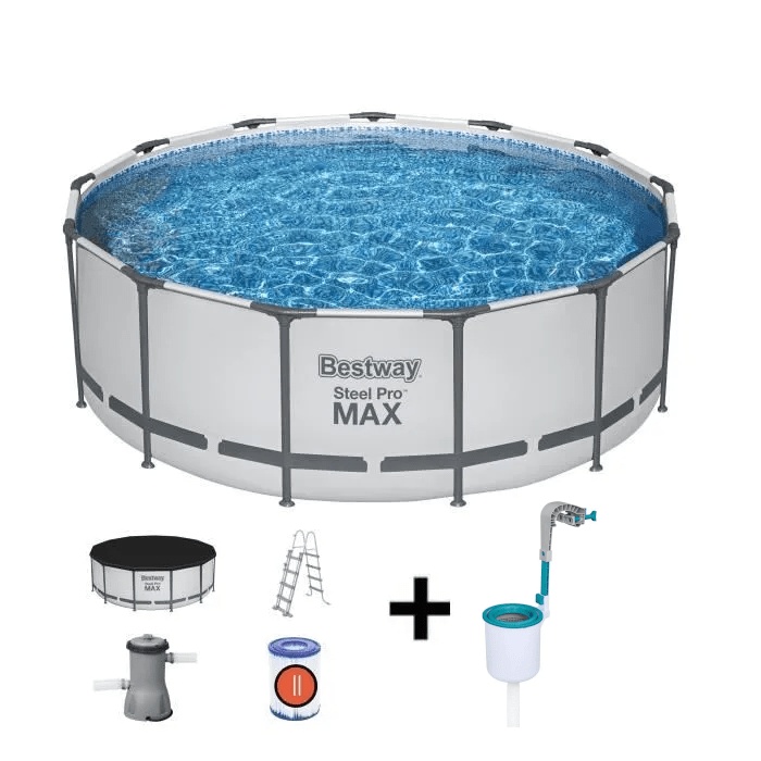 Piscina tubular elevada - BESTWAY - Steel Pro Max - 457 x 122 cm - Redonda - Filtro de cartucho + Skimmer