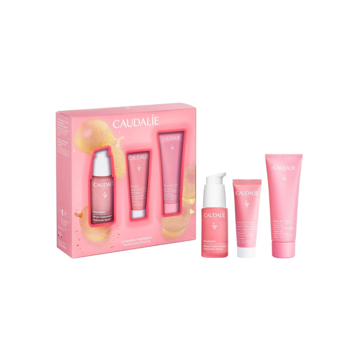 Caudalie Vinohydra Serum Set: Rotina de hidratação para rosto e corpo.