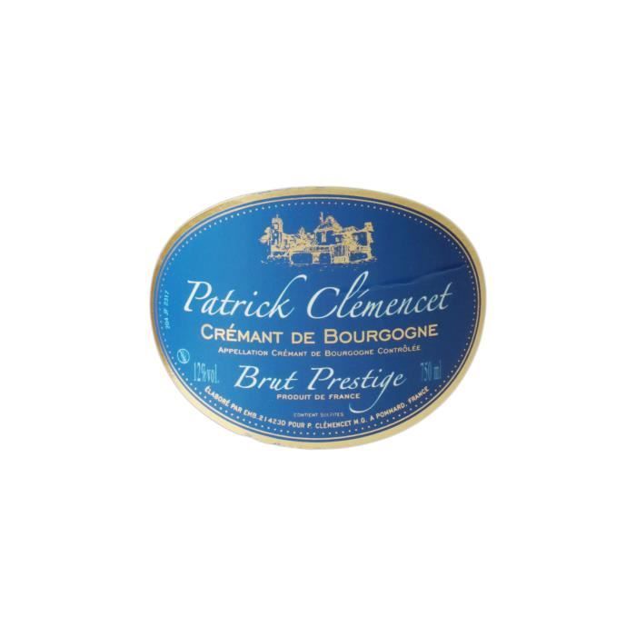 Crémant de Bourgogne Brut Cuvée Prestige Blanc - Patrick Clémencet - Vino Espumoso AOC Blanc de Bourgogne - Caja de 3x75cl -