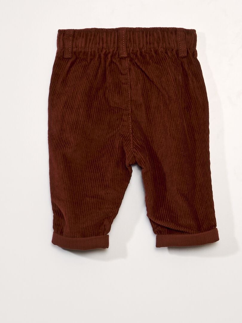 Fluwelen paperbag broek - bruin
