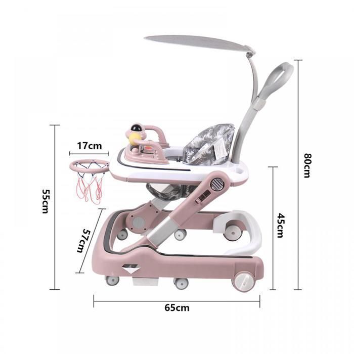 Baby Walker - XUANYU - Youpal - With Music + Light + Basketball Hoop - Foldable - For Home, Outdoor Use, Gift - Pink