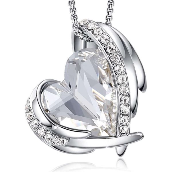 Naszyjniki z wisiorkiem w kształcie serca dla kobiet w kolorze srebra, z kryształami w kolorze różowego złota, z kamieniem szlachetnym, biżuteria na Dzień Matki, prezent dla kobiet na urodziny/rocznicę/imprezę